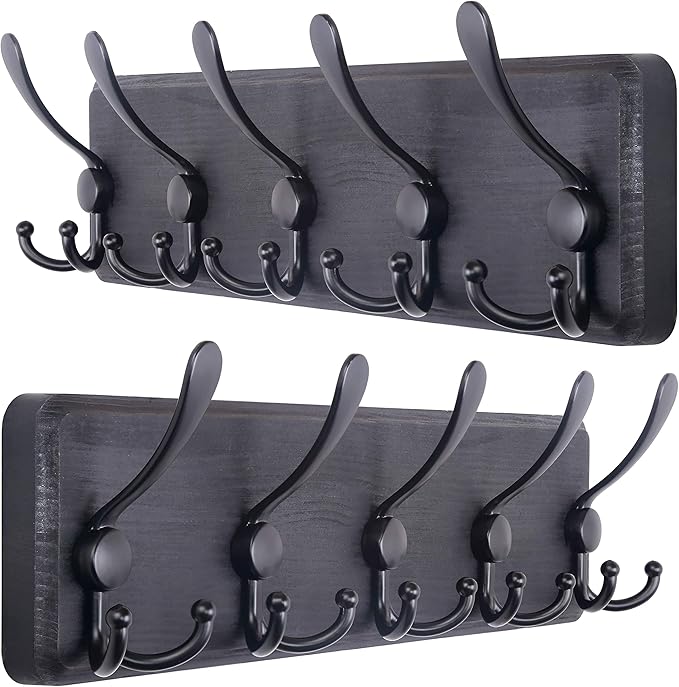 SKOLOO Rustic Wall Mounted Coat Rack: 16" Stud Spacing, Pine Real Wood Plank