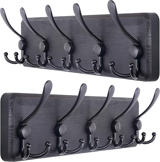 SKOLOO Rustic Wall Mounted Coat Rack: 16" Stud Spacing, Pine Real Wood Plank