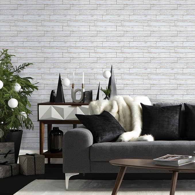 COMSTICKC Peel and Stick Faux Wood Wall Sticker Wall Panels, Not Real Wood