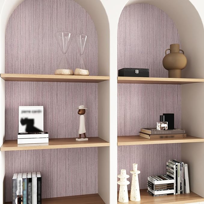CRE8TIVE Large Size 24"x354" Pale Pink Grasscloth Peel and Stick Wallpaper