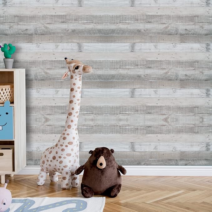 WENMER Gray Vintage Wood Wallpaper, 17.71'' x 472'' Peel and Stick,