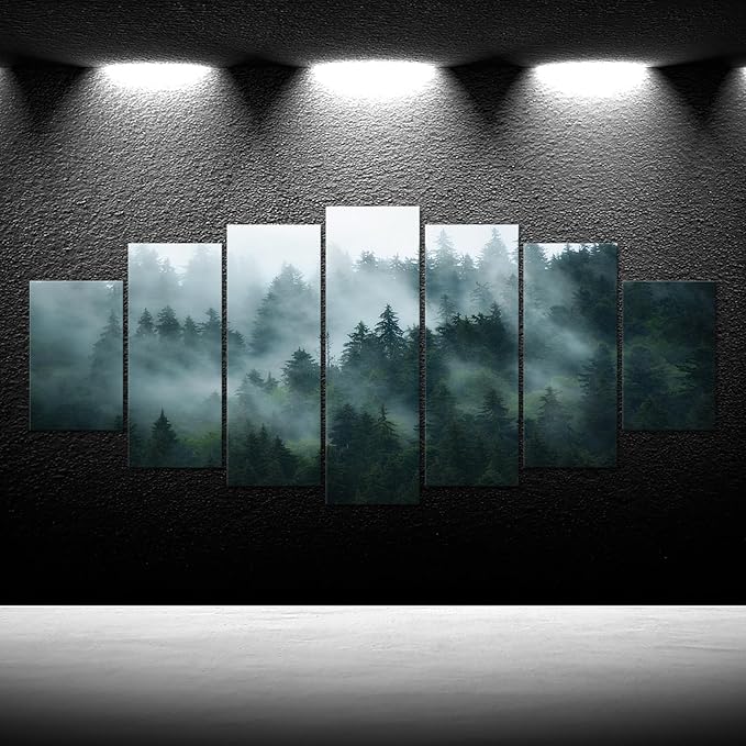 iKNOW FOTO XLarge 7 Panel Canvas Print Wall Art Misty and Fog Over Dark