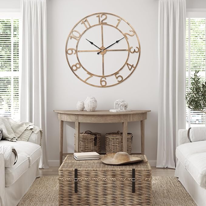 Large Wall Clock for Living Room Decor–48 Inch Silent Non-Ticking Modern