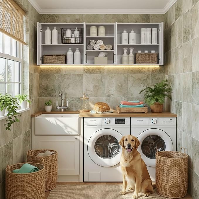Furnaza Wall Cabinets for Laundry Room, Shaker Wall Mounted Kitchen Cabinets