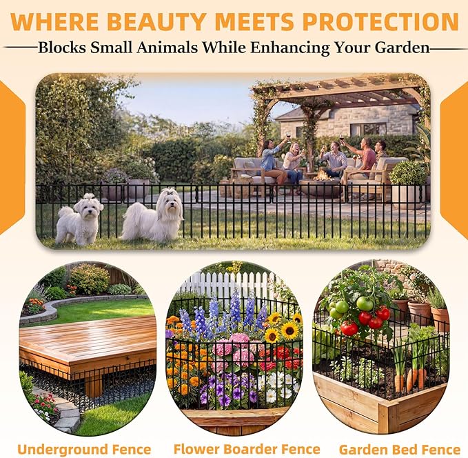 HIHADUUM 20.57ft Animal Barrier Fence - 1.2" Gap & 3.75mm Heavy-Duty Garden Fence Animal Barrie Rustproof No Dig Fence Panels for Dig Dog Fence Outdoor for Yard, Garden Fencing & Garden Edging Border