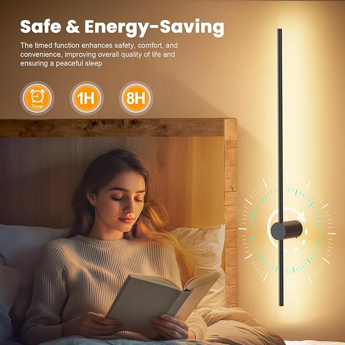 NIORSUN 35.4 Inch Battery Operated Wall Sconce Set of 2, 10 Colors Dimmable