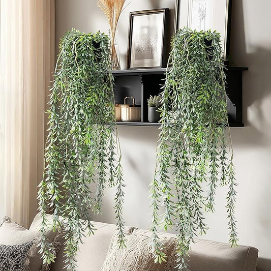 Artificial Hanging Plant 2 Pcs Faux Plant Ivy Vine Faux Eucalyptus Vines Fake