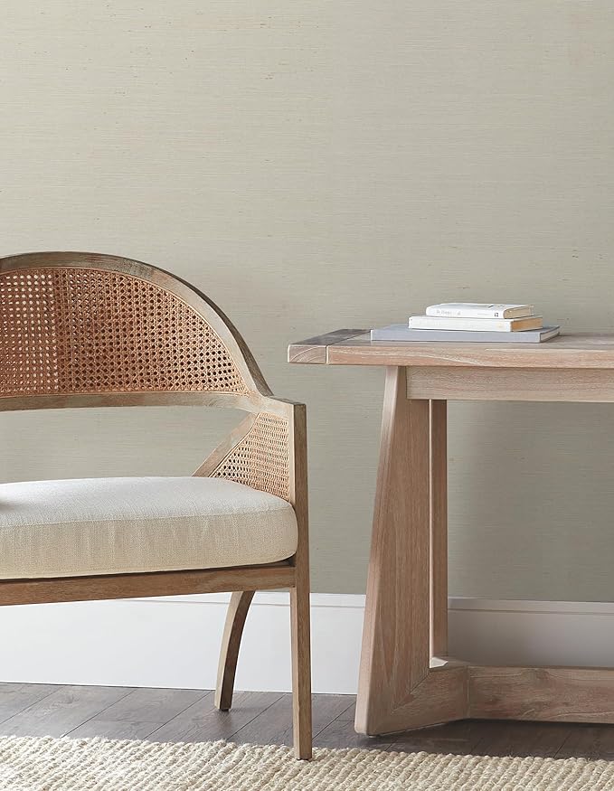 York Wallcoverings Natural Sisal White Peel and Stick Grasscloth Wallpaper