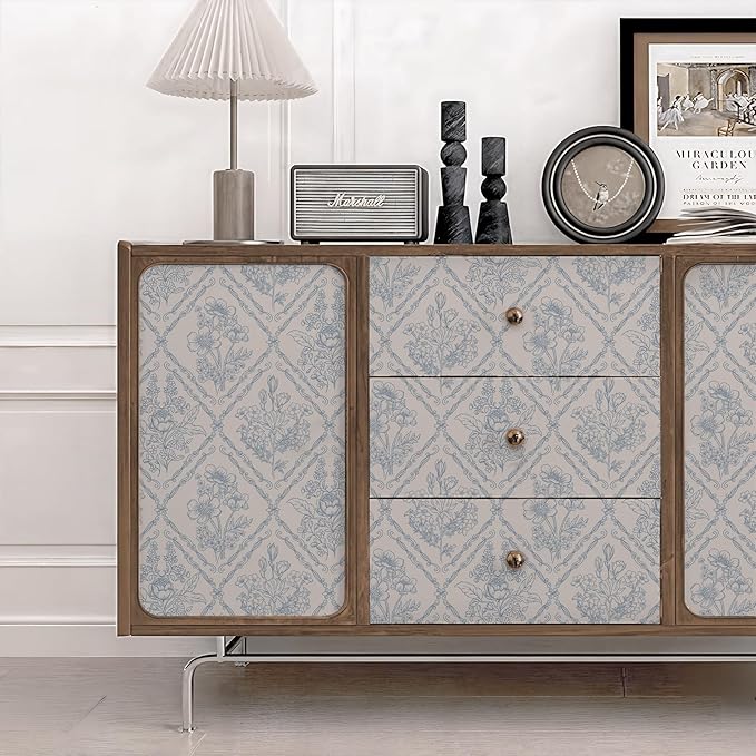 Toduso Peel and Stick Wallpaper Vintage Wall Paper Boho Contact Paper Blue