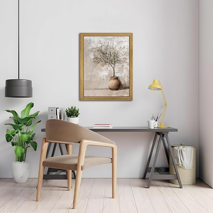 Vintage Olive Tree Canvas Wall Art, Farmhouse Aesthetic Oil Painting, Rustic