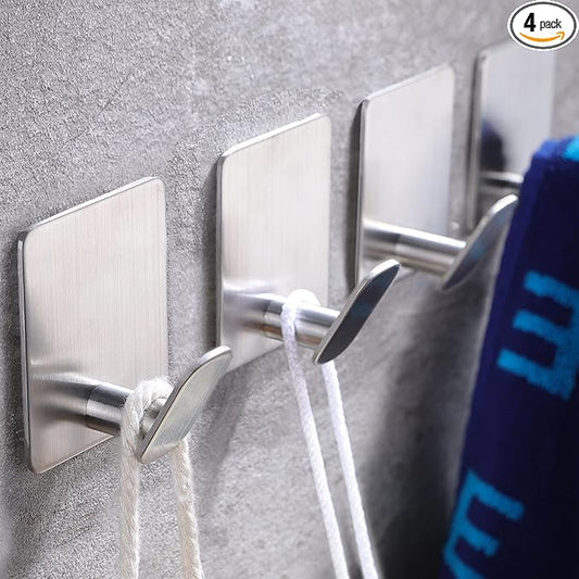 DELITON Adhesive Towel Hooks on Wall: Robe Hooks