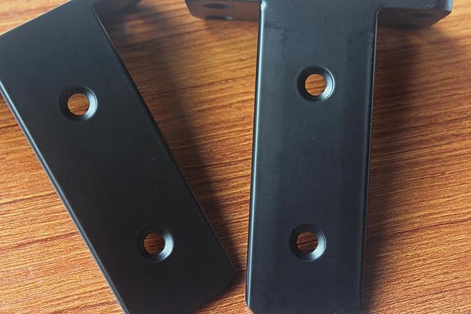 2 Pack - 4 inch Black Hidden L Shelf Bracket Iron Floating Shelf Brackets