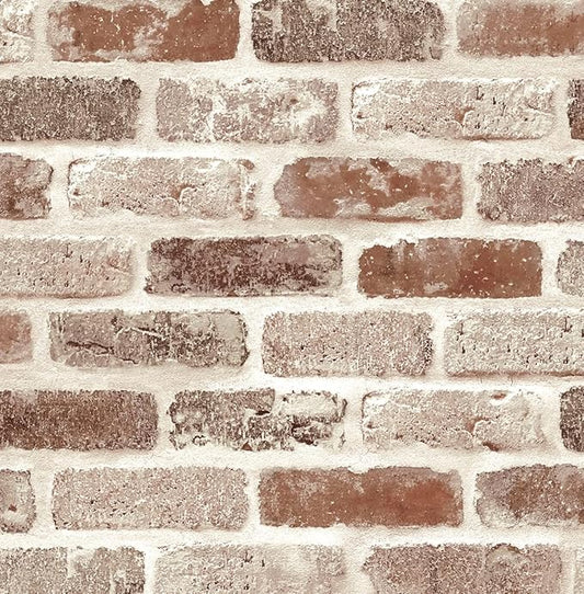 NextWall Washed Faux Brick Peel and Stick Wallpaper
