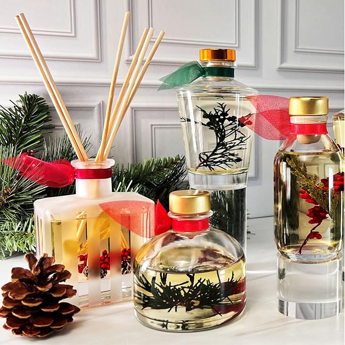 LOVSPA Reed Diffuser Set, Spiced Pomander Orange Cinnamon Scented Oil Diffuser with Sticks, Home Fragrance Accessories for Bathroom Shelf Decor, Aroma Diffusers for Home or Office Desk, USA Made