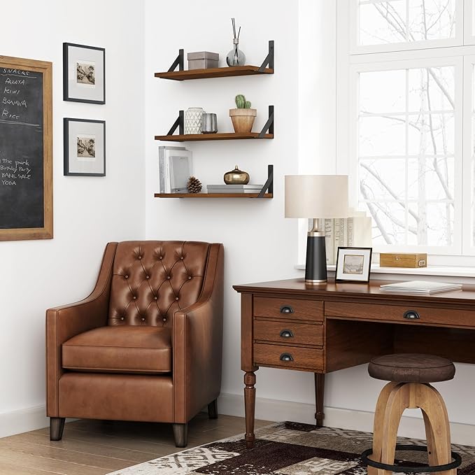 Forbena Walnut Brown Wall Bookshelf
