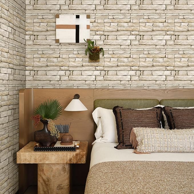 COMSTICKC 3D Peel and Stick Faux Stone Wall Sticker, Ultra-Light Thin PVC Rock