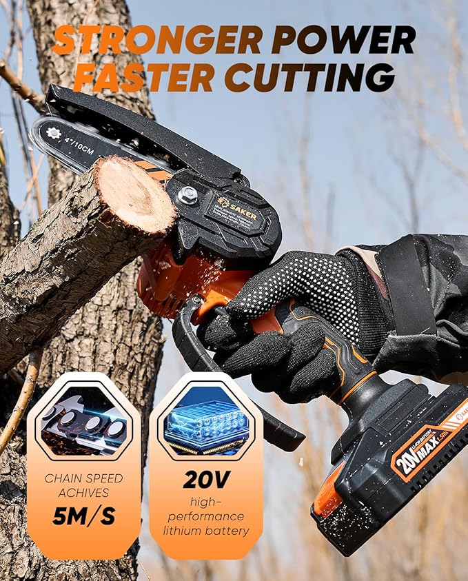 Saker Mini Chainsaw,2026 New Upgrade Portable Electric Chainsaws Cordless,Small Handheld Chain Saw Pruning Shears Chain Saws for Tree Branches,Courtyard and Garden