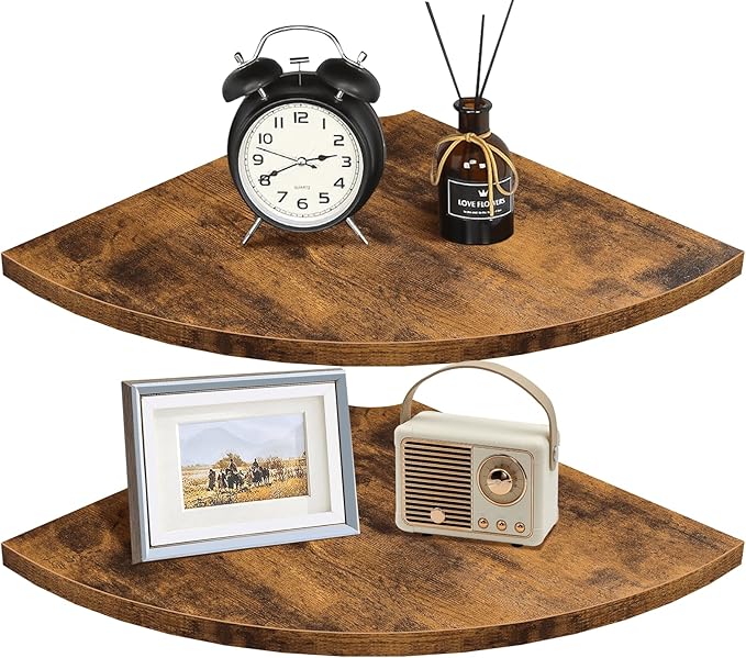 Homode Corner Shelf Wall Mount, 12 Inch Wood Floating Corner Shelves