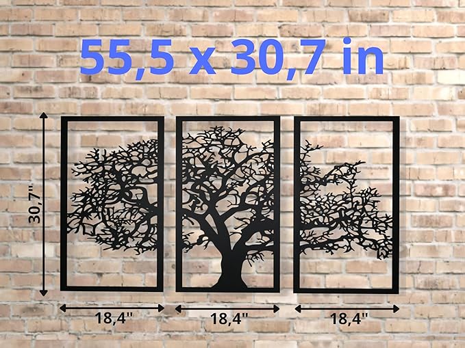 VAILLA Tree of Life Wall Art Decor Set of 3 Wall Hanging Sculpture Modern Wall