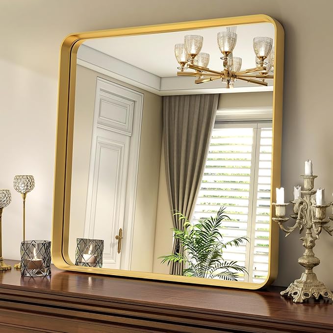30"x 30" Gold Bathroom Mirror