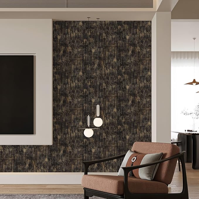 JiffDiff Vintage Metallic Peel and Stick Wallpaper Industrial Metallic Concrete