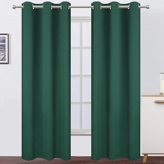 LEMOMO Green Blackout Curtains 34 x 84 Inch Length/Set of 2 Curtain