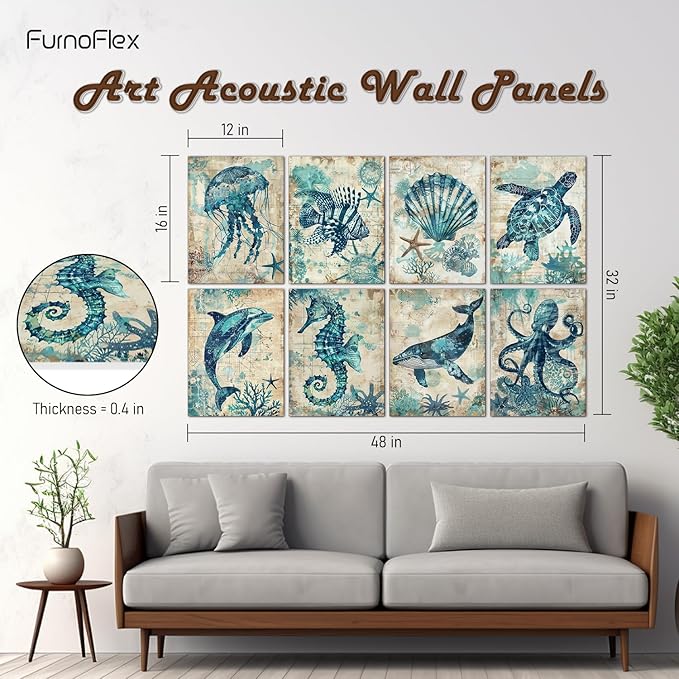FurnoFlexArt Acoustic Panels Tiles Decorative Room Sound Proof Foam Absorbing