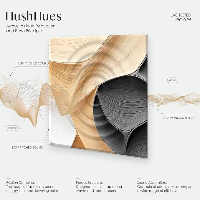 6-Pack Acoustic Wall Panels 72x48 Inches Decorative Sound Absorbing Panels-