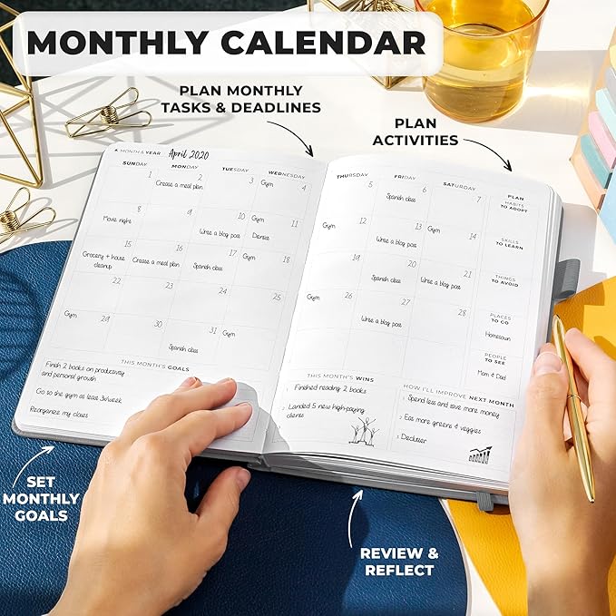 Clever Fox Planner Premium Edition – Undated Luxurious Weekly & Monthly Planner to Increase Productivity and Hit Your Goals – Organizer – Start Anytime, A5, Lasts 1 Year, Gray (Weekly)