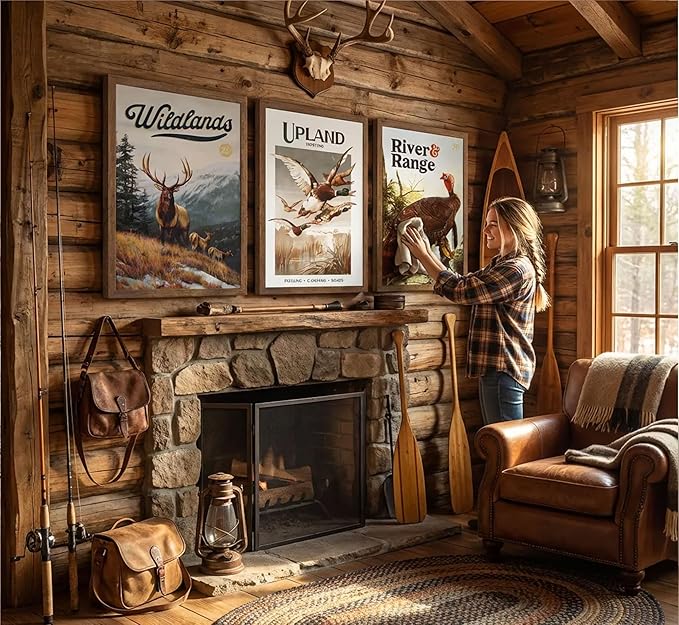 3Pcs Wild Animal Canvas Wall Art Nature Wilderness Deer Wild Duckturkey Posters Prints Hunting Outdoorsy Cabin Wall Decor Pictures Gift for Hunter Dad for Living Room Bedroom Decoration Unframed