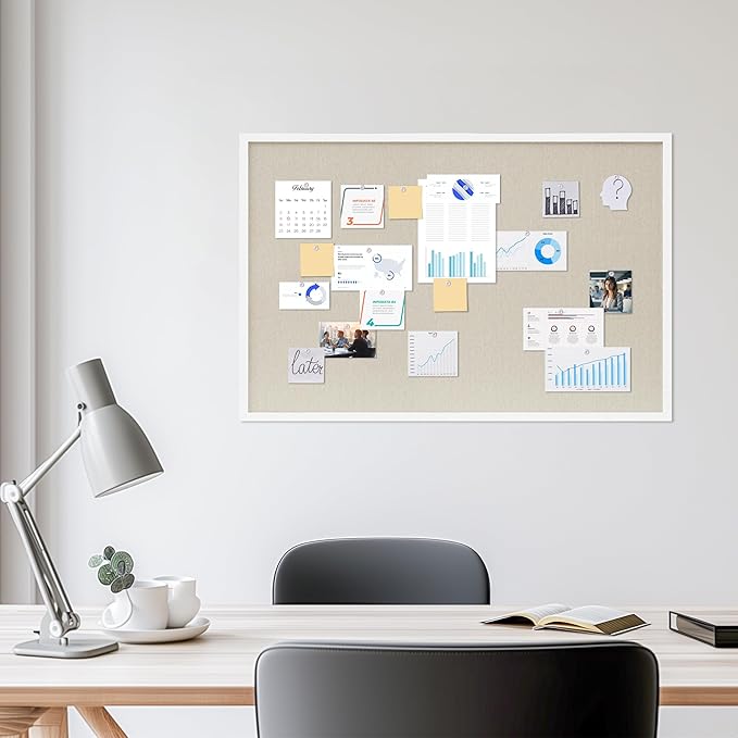 DAHAPYBOO Cork Board with Linen White 2Pack, Bulletin Board 36"x24" Hanging