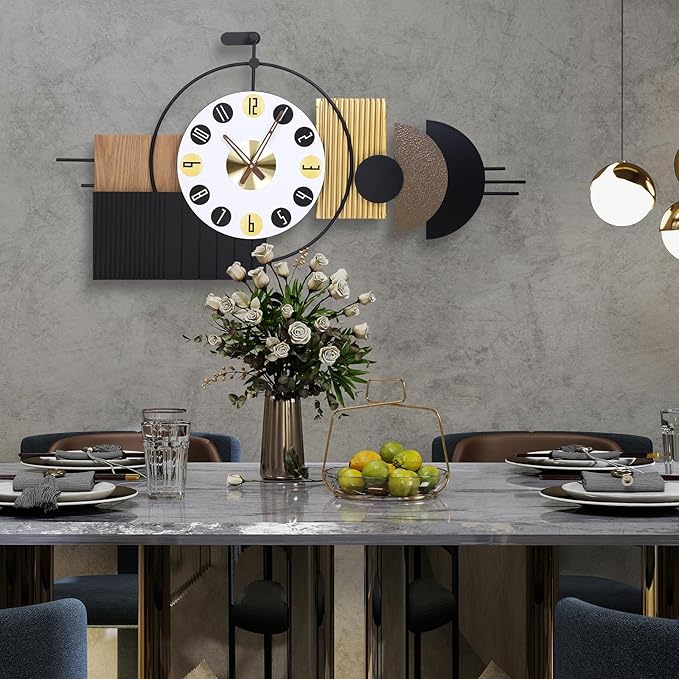 Luxury Modern Wall Clocks-Large Geometric Dial Wall Clock Battery Operated