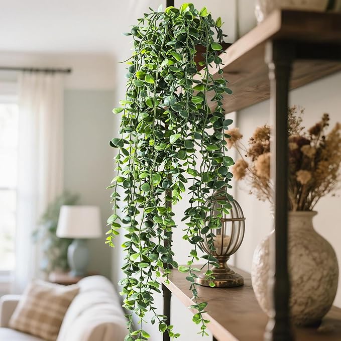 Artificial Hanging Plant 2 Pcs Faux Plant Ivy Vine Faux Eucalyptus Vines Fake