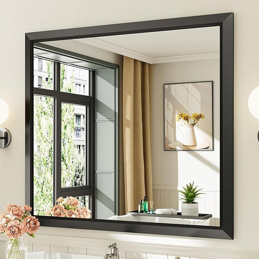 Briivue 40x36 Inch Black Bathroom Mirror