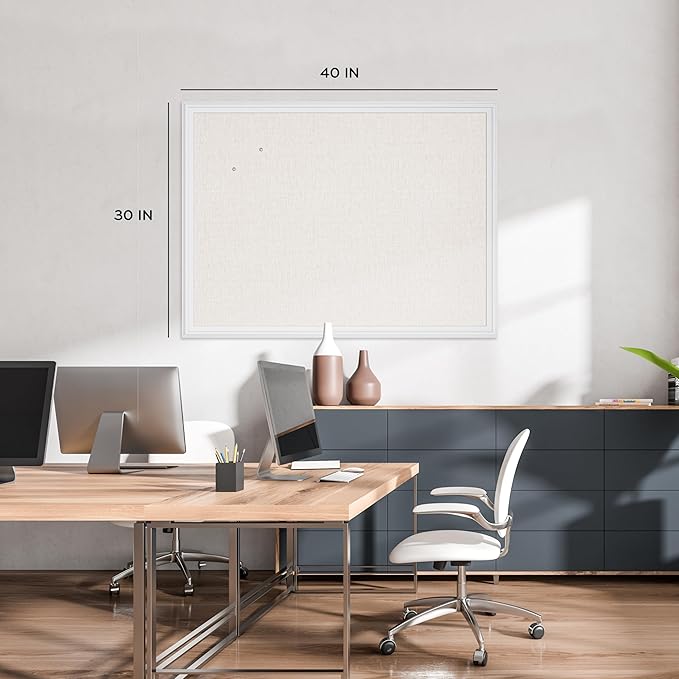 U Brands Farmhouse Linen Bulletin Board, Industrial Grade Pinning Surface