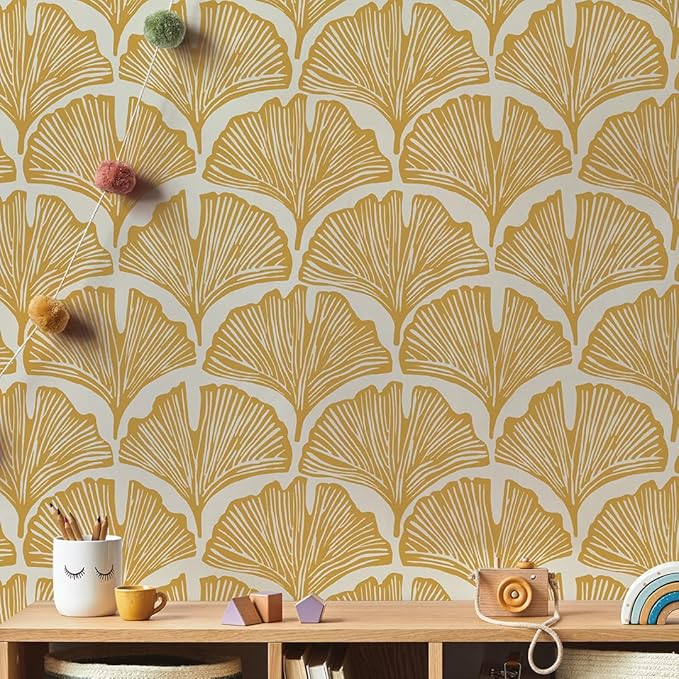 Tempaper x Novogratz Golden Mustard Feather Palm Removable Peel and Stick