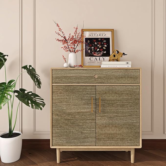 Livelynine 15.8x197 Vintage Gold Peel and Stick Wall Paper Textured Grasscloth