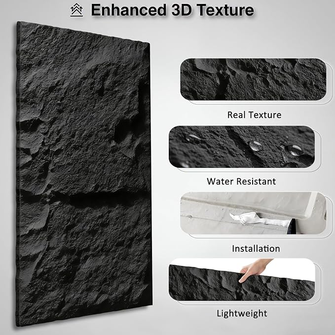 3D Faux Stone Wall Panels, Cement Texture Thicker Accent