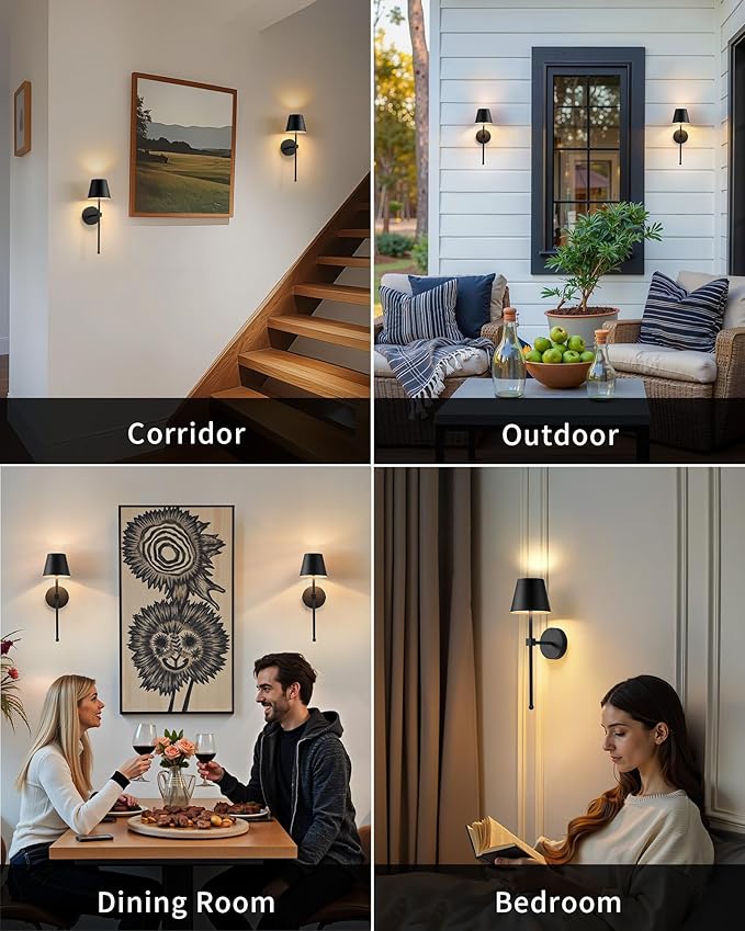 KDG Wireless Wall Sconces Set of 2, Small Cordless 5200mAh Rechargeable Battery