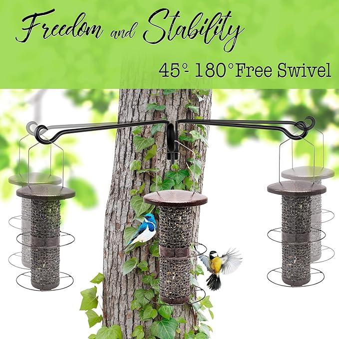 Qiang Ni Plant Hanger Outdoor: 12 Inch Bird Feeder Bracket for Garden Patio Decor - 2 PCS Swivel Adjustable Wall Mount Plant Hook for Hanging Flower Baskets