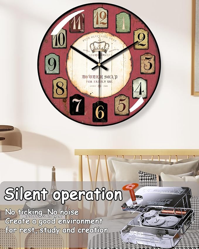 Decorative Wall Clocks Batterys Operated, Retro Wall Clock
