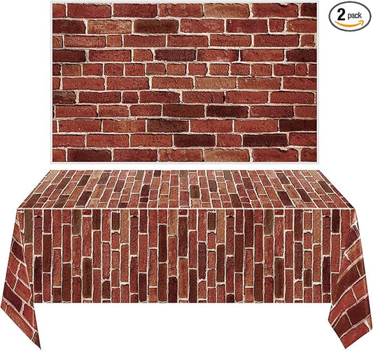 Chuangdi 2pcs 4.5 x 9 Feet Brick Wallpaper Peel and Stick Backdrop Tablecloth
