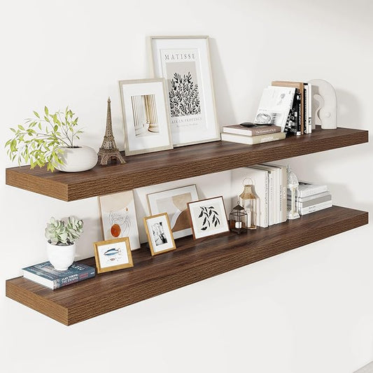 Vivelove Wide Floating Shelves for Wall 12 Inch Deep, 2 Inch Thick Shelf for