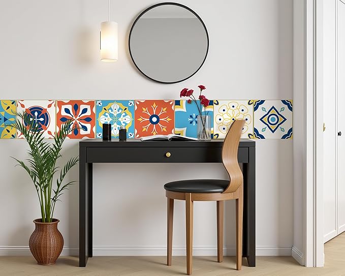 FLFK Wallpaper Border Tile Stickers Peel and Stick Wall Border