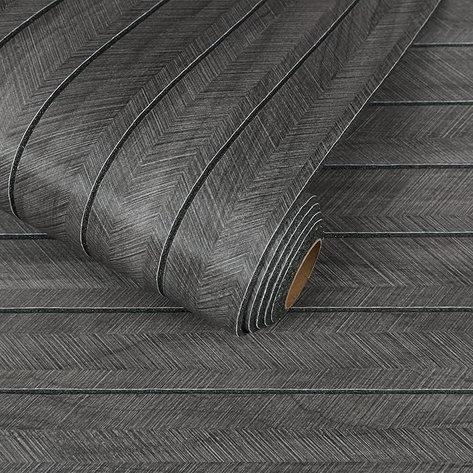 CHIHUT Charcoal Wood Panels for Wall 12"x79" Sound Absorbing Herringbone Wood