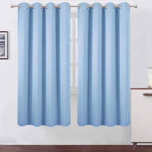 LEMOMO Sky Blue Thermal Blackout Curtains/52 x 72 Inch/Set of 2 Panels Room