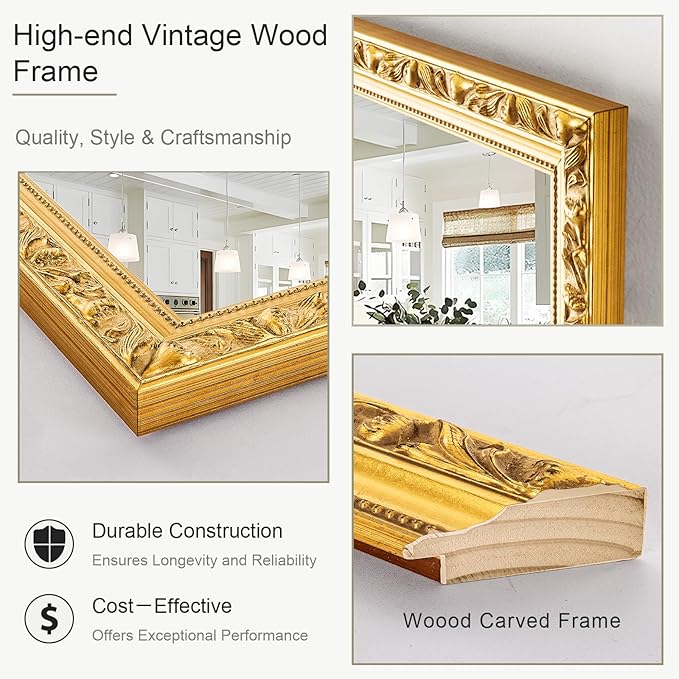 Large Decorative Mirror for Wall Decor, Big Vanity Mirror for Bathroom