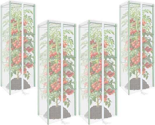 ZeeDix 45" x 16.1" Garden Bird Netting for Triangle Tomato Cage, 4 Pack Garden Mesh Barrier, Plant Covers Protect Tomatoes, Vegetables, Blueberry Bush from Birds & Pests