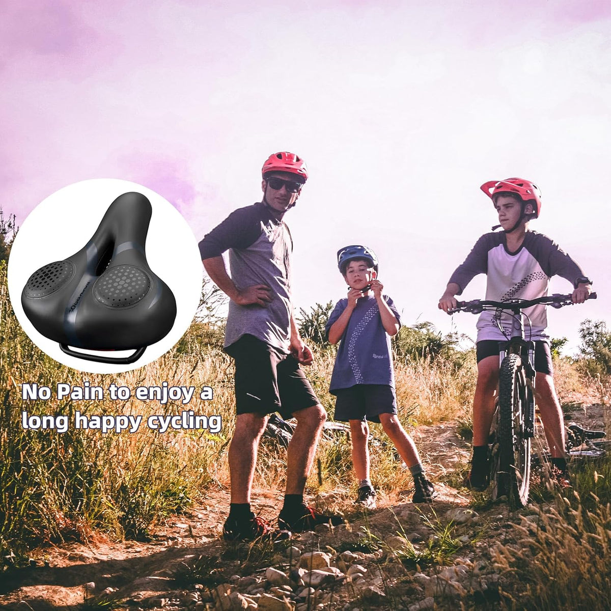 ROCKBROS Bike Seat - Comfortable Wide Gel Replacement Saddle | Breathable Waterproof Design for Cruiser & Mountain Bikes