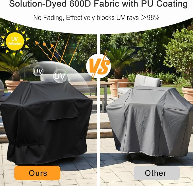 NettyPro Grill Cover for Outdoor Grill 48 inch Waterproof Heavy Duty Gas BBQ Grill Cover for Outside Weber, Char-Broil, Brinkmann, Jenn Air, Nexgrill 2 Burner Barbecue, Black